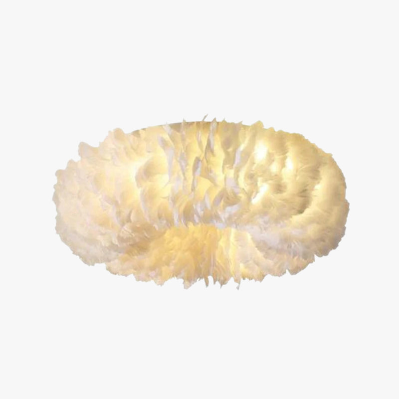 Lampa sufitowa LED w stylu boho z motywem piór do sypialni i salonu