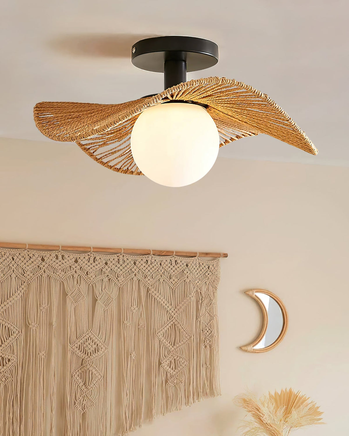 Lampa Sufitowa Tilda z Liny Konopnej i Szkła - Elegancja do Salonu