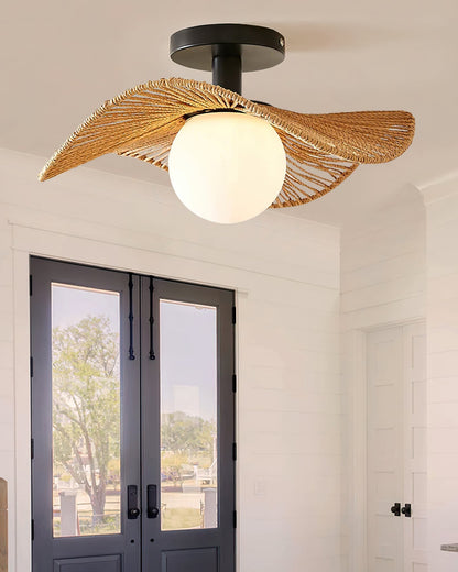 Lampa Sufitowa Tilda z Liny Konopnej i Szkła - Elegancja do Salonu