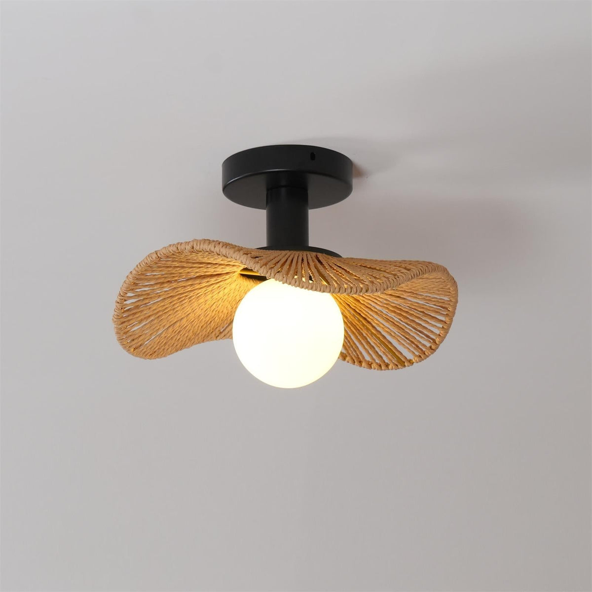 Lampa Sufitowa Tilda z Liny Konopnej i Szkła - Elegancja do Salonu
