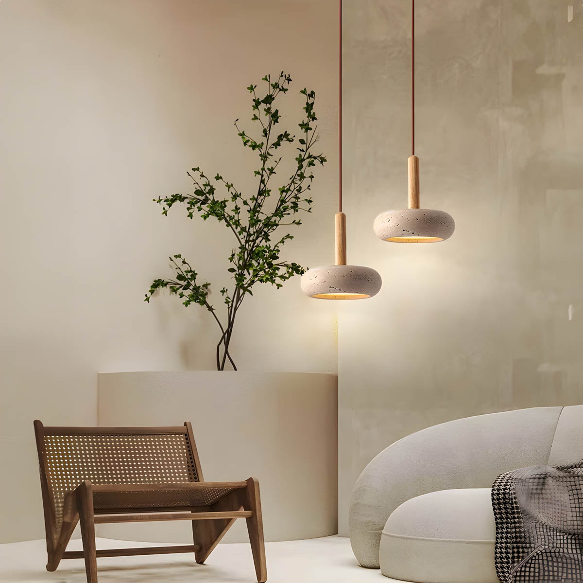 Lampa Sufitowa Trawertynowa – Ciepła Poświata dla Domu
