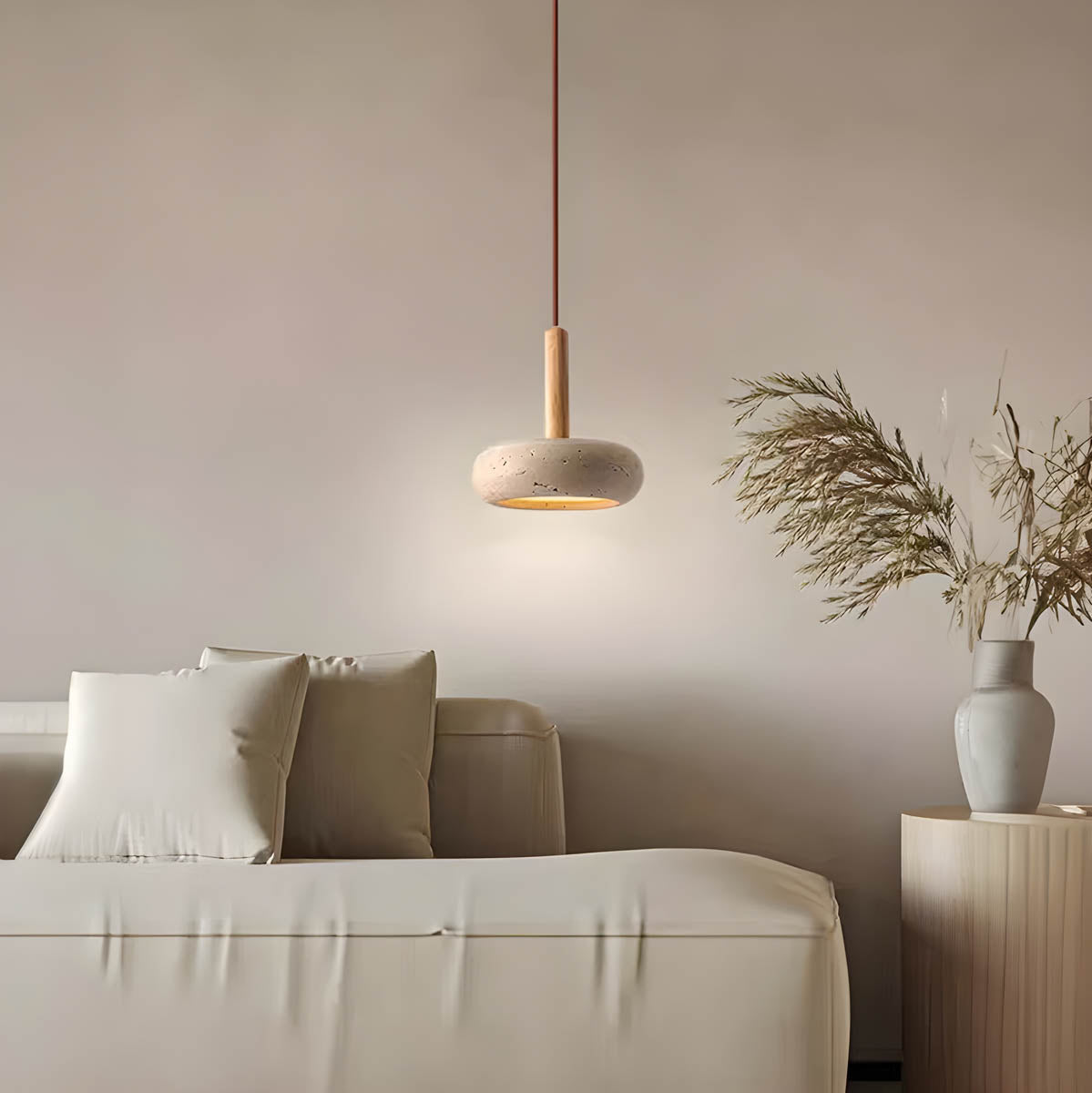 Lampa Sufitowa Trawertynowa – Ciepła Poświata dla Domu