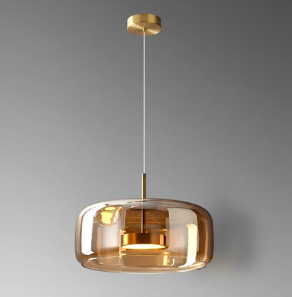 Lampa sufitowa w stylu retro z potrójnym kloszem szklanym i regulowanym oświetleniem LED
