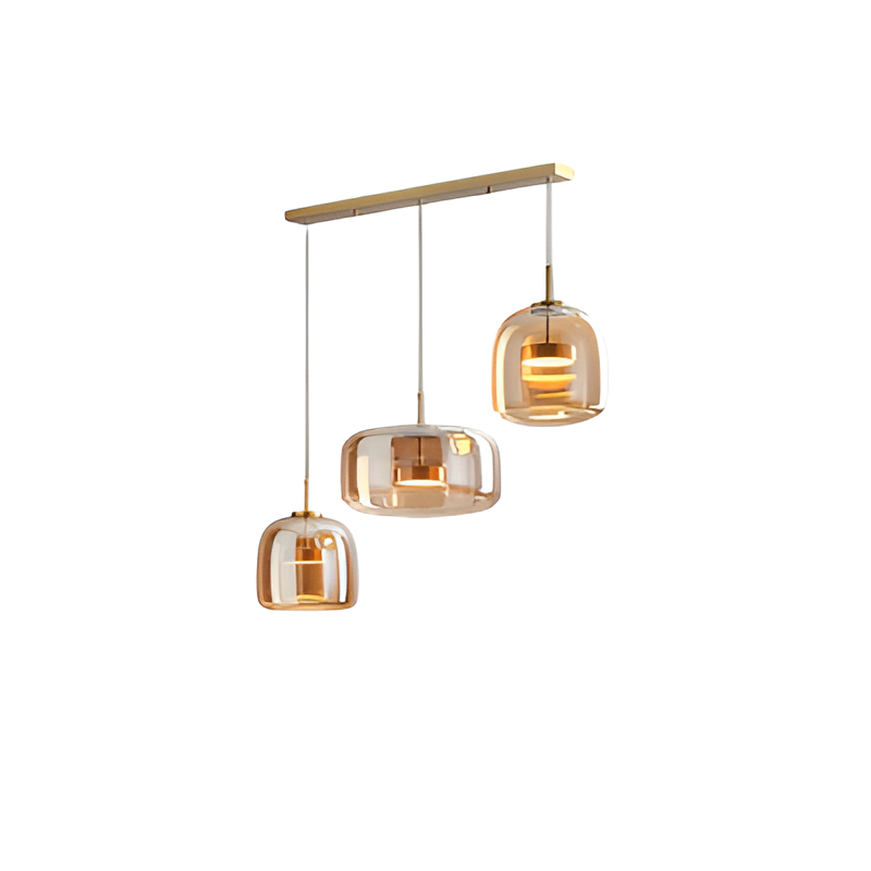 Lampa sufitowa w stylu retro z potrójnym kloszem szklanym i regulowanym oświetleniem LED