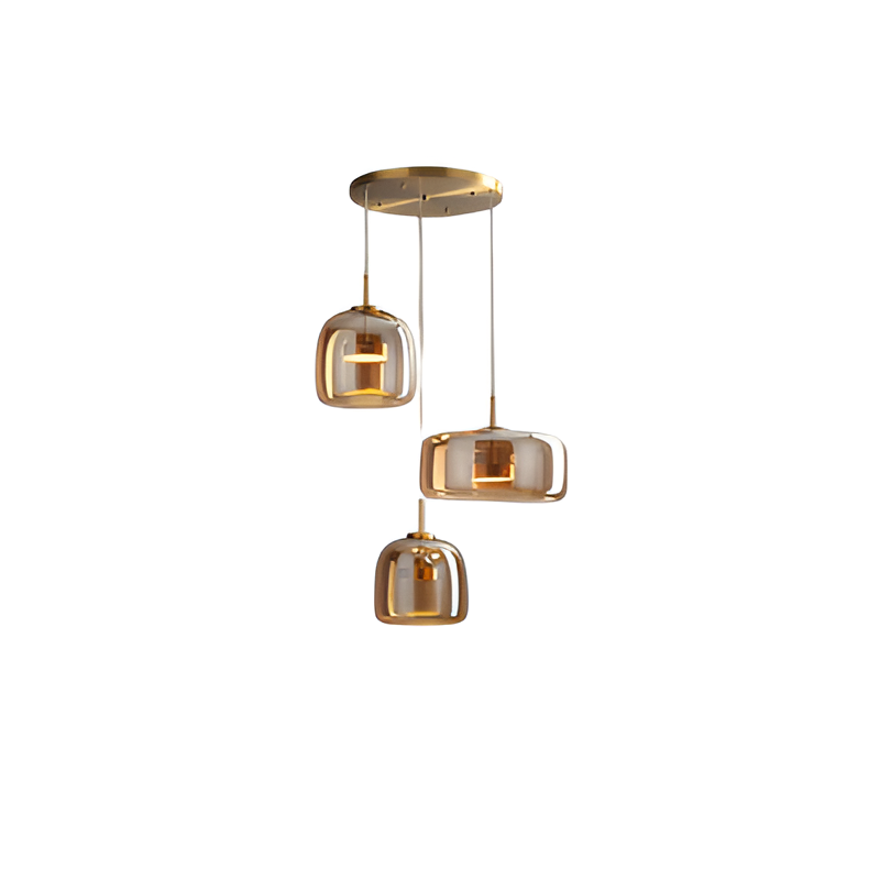 Lampa sufitowa w stylu retro z potrójnym kloszem szklanym i regulowanym oświetleniem LED