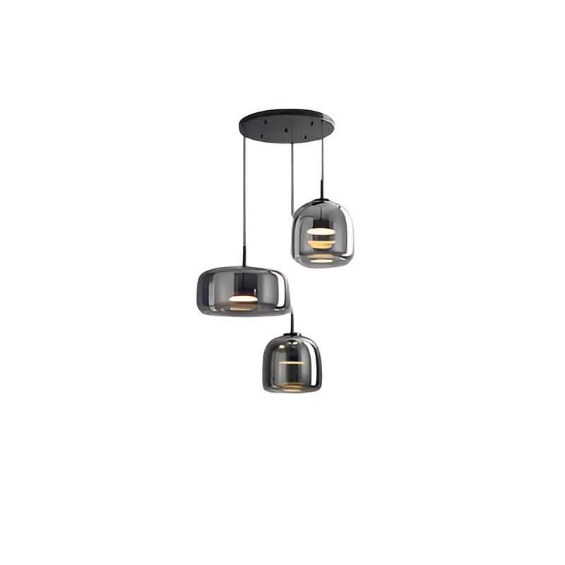 Lampa sufitowa w stylu retro z potrójnym kloszem szklanym i regulowanym oświetleniem LED