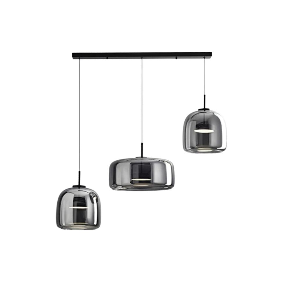 Lampa sufitowa w stylu retro z potrójnym kloszem szklanym i regulowanym oświetleniem LED