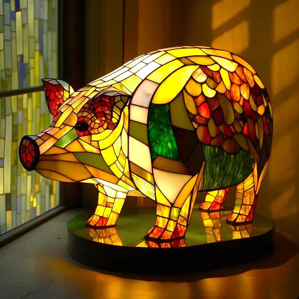 Lampa Sufitowa Witrażowa z Motywem Zwierzęcym dla Domu