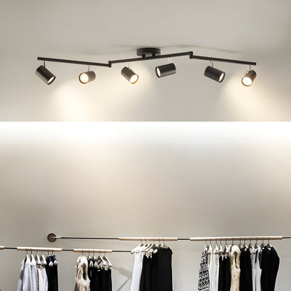 Lampa sufitowa z wieloma głowicami i regulowanymi reflektorami LED