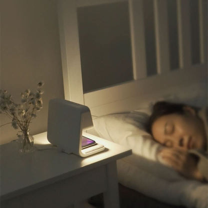 Lampka Nocna z Zegarem Cyfrowym i Ładowaniem Bezprzewodowym