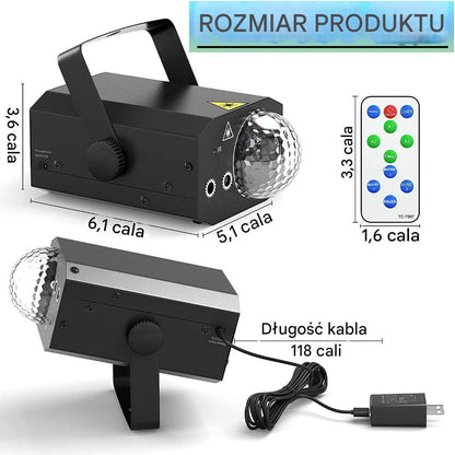 Laserowe światło dyskotekowe 2 w 1