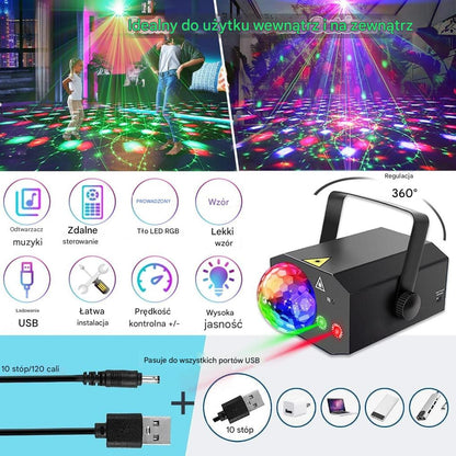 Laserowe światło dyskotekowe 2 w 1