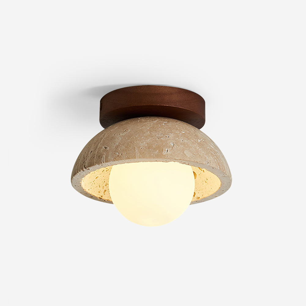 Luksusowa lampa sufitowa z kamienia piedra z opalowym kloszem