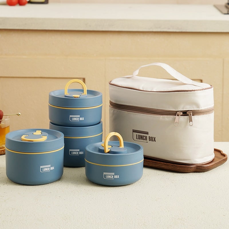 Lunch Box z Termosem Obiadowym ze Stali Nierdzewnej Składany Uchwyt i Torba Termiczna