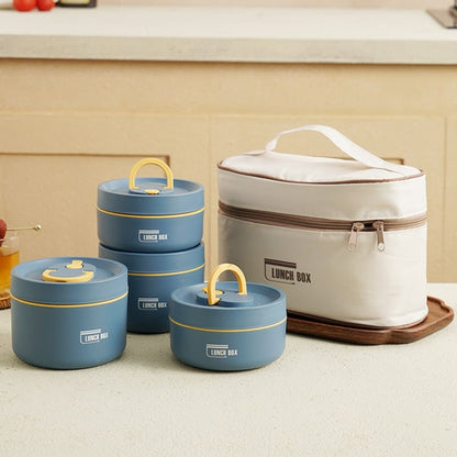 Lunch Box z Termosem Obiadowym ze Stali Nierdzewnej Składany Uchwyt i Torba Termiczna