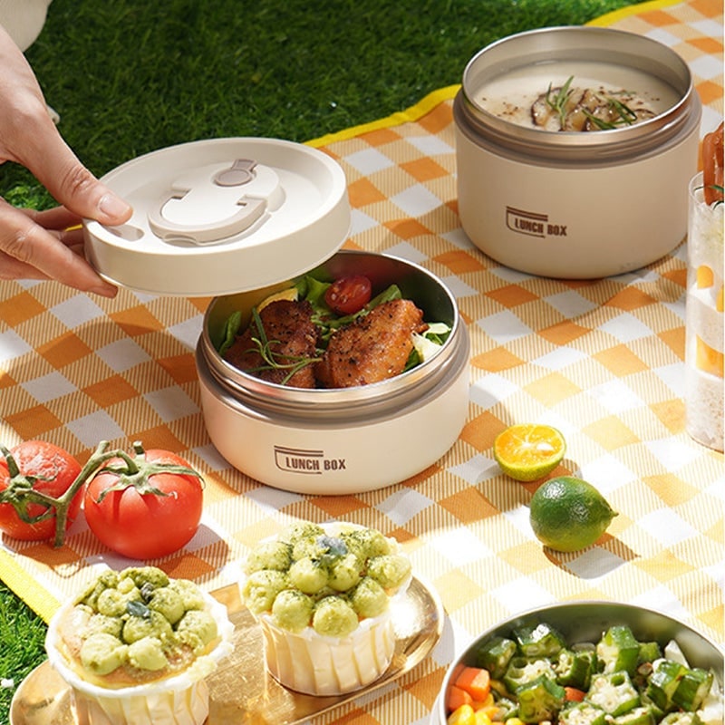 Lunch Box z Termosem Obiadowym ze Stali Nierdzewnej Składany Uchwyt i Torba Termiczna