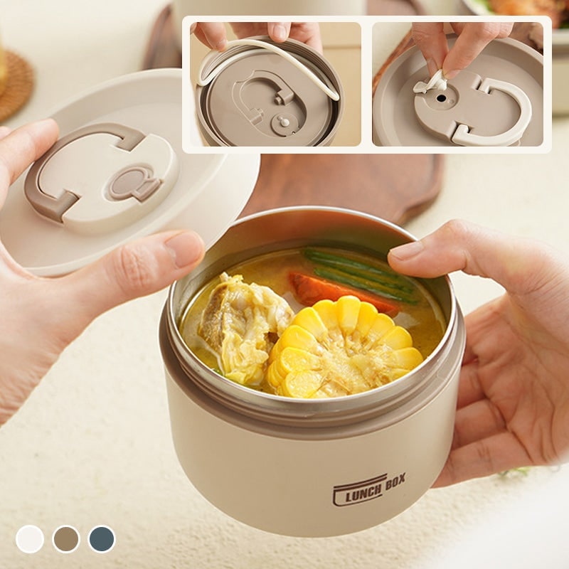 Lunch Box z Termosem Obiadowym ze Stali Nierdzewnej Składany Uchwyt i Torba Termiczna
