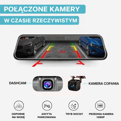 Lusterko wsteczne z kamerą samochodową i ekranem multimedialnym