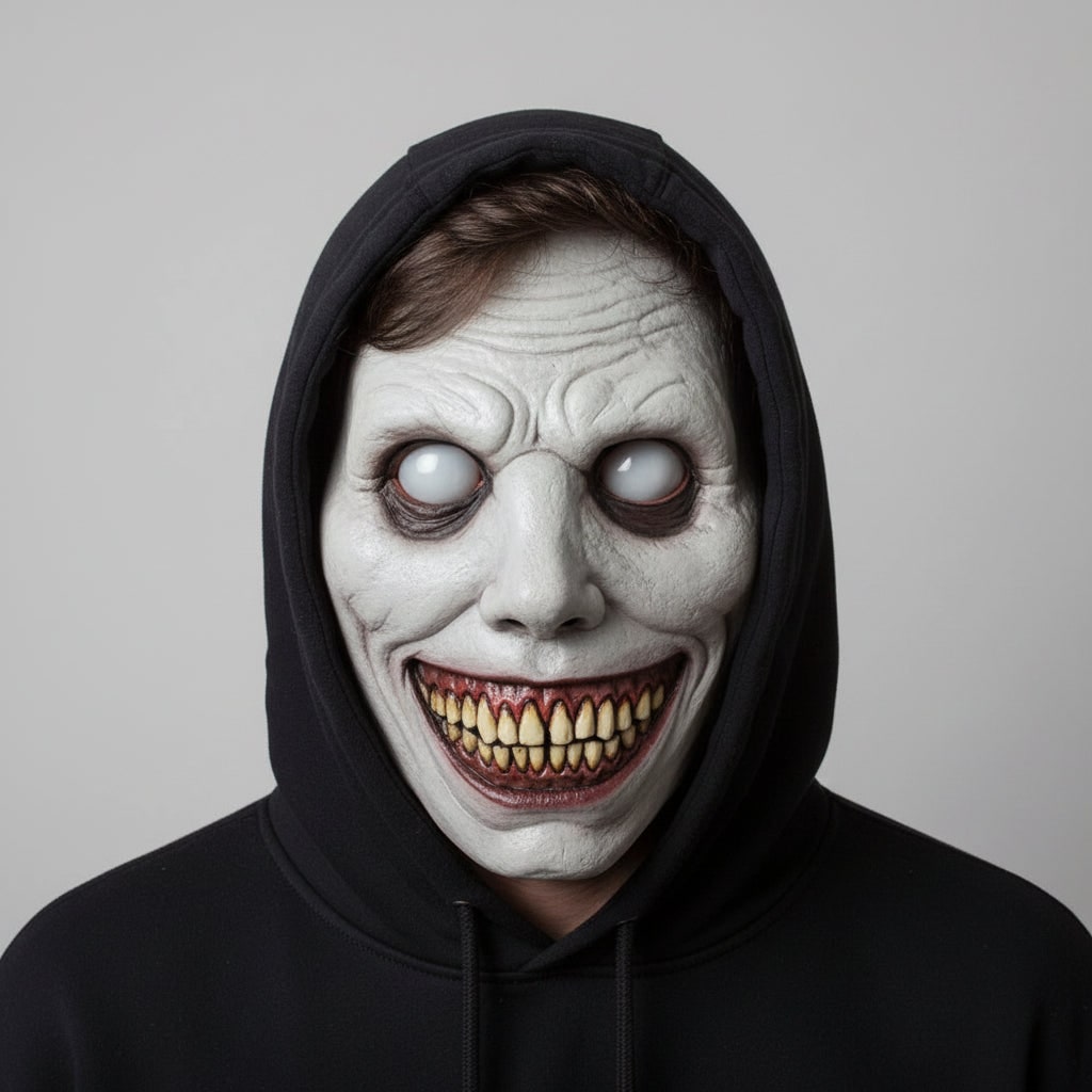 Maska na Halloween Demon Przerażający Uśmiech Lateksowa Pełnotwarzowa z Elastycznym Paskiem