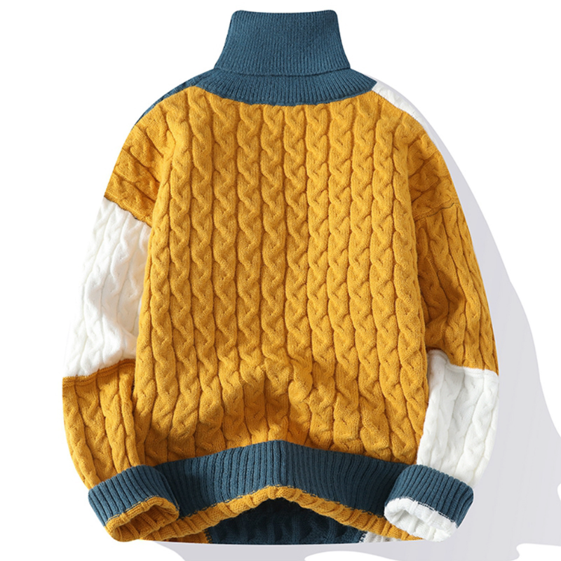 Męski Golf Patchworkowy Ciepły i Stylowy
