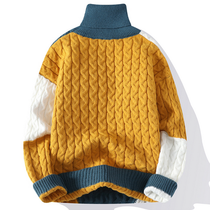 Męski Golf Patchworkowy Ciepły i Stylowy
