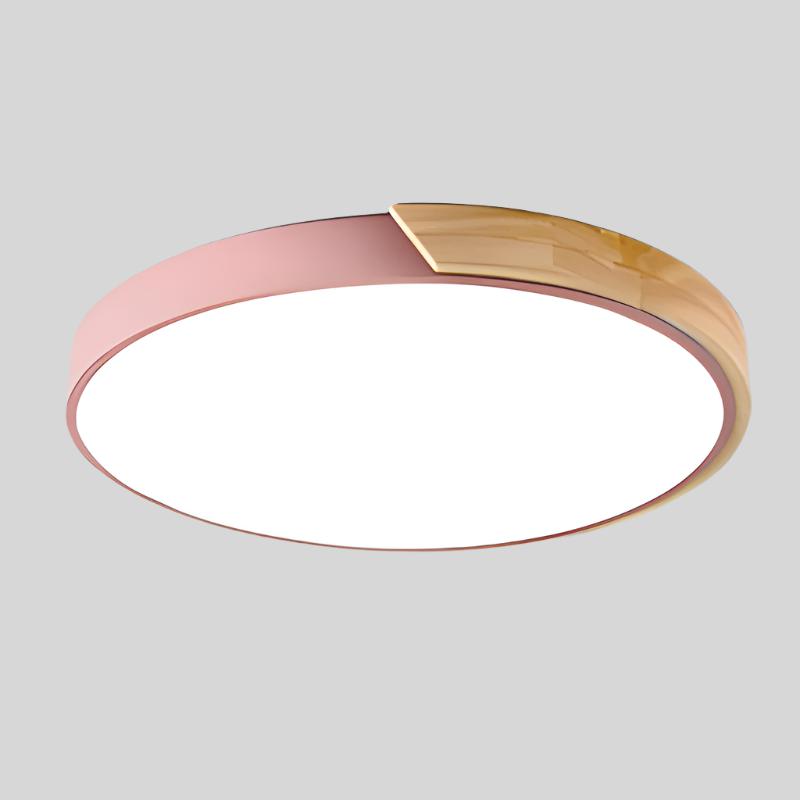 Nowoczesna lampa sufitowa LED z drewna – skandynawski design, montaż płaski