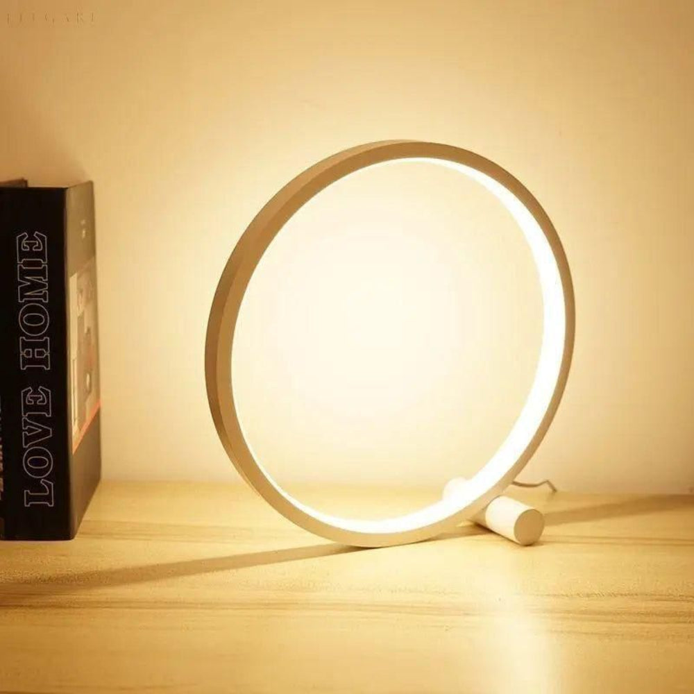 Nowoczesna LED Lampa Biurkowa w Kształcie Pierścienia Dotykowa Regulacja Jasności