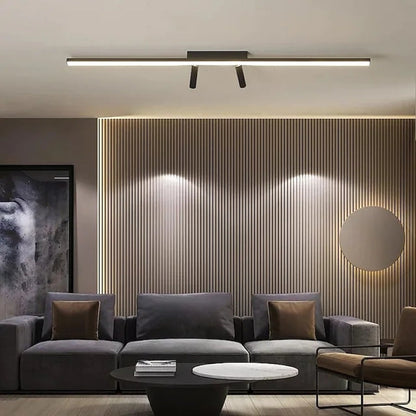 Nowoczesna Liniowa Lampa Sufitowa LED – Czarna Elegancja do Wnętrz