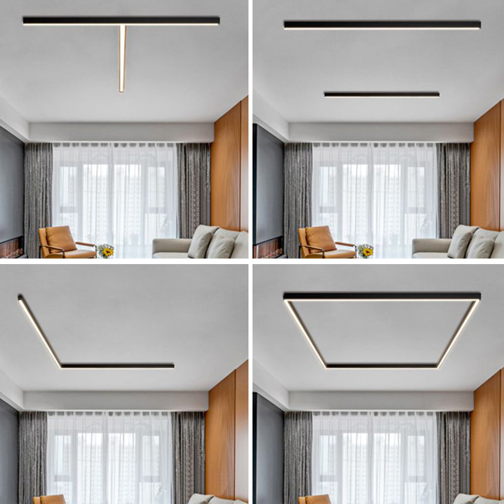 Nowoczesna liniowa lampa sufitowa LED w kolorze czarnym o minimalistycznym wyglądzie