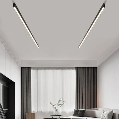 Nowoczesna liniowa lampa sufitowa LED w kolorze czarnym o minimalistycznym wyglądzie