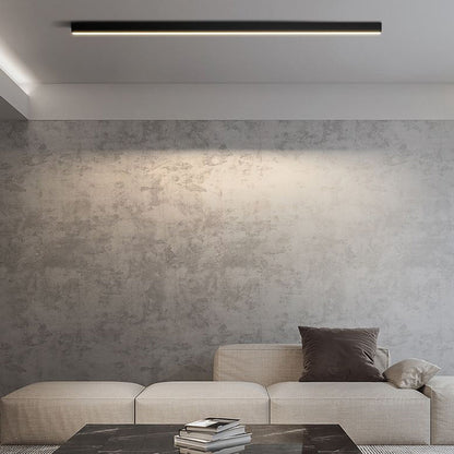 Nowoczesna liniowa lampa sufitowa LED w kolorze czarnym o minimalistycznym wyglądzie
