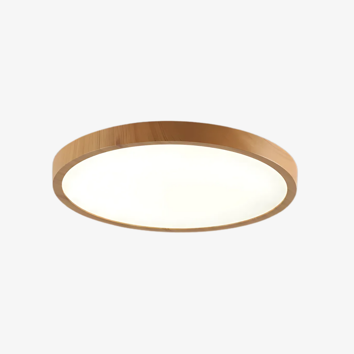 Nowoczesna płaska lampa sufitowa LED z drewnianą ramą w stylu Japandi