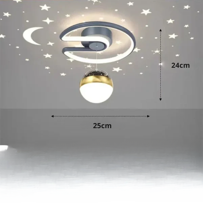 Okrągła Lampa Sufitowa Led Ściemniana Wzór Gwiazd Pokój Dziecka