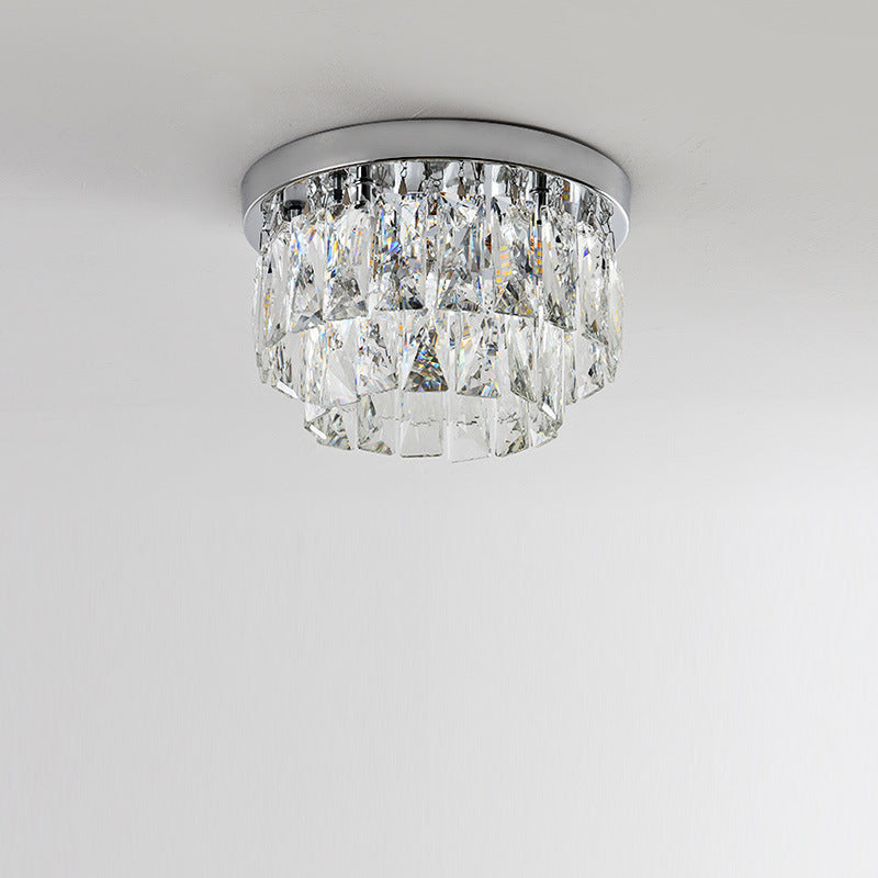 Okrągła lampa sufitowa LED z efektem kryształu – nowoczesna oprawa do wnętrz