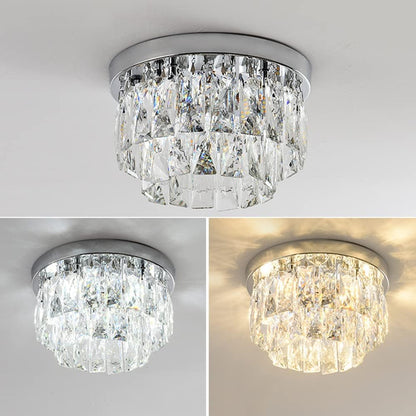 Okrągła lampa sufitowa LED z efektem kryształu – nowoczesna oprawa do wnętrz