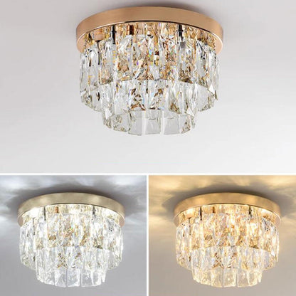 Okrągła lampa sufitowa LED z efektem kryształu – nowoczesna oprawa do wnętrz