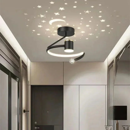 Okrągła lampa sufitowa LED z funkcją ściemniania - Imitująca rozgwieżdżone niebo, do sypialni i pokoi dziecięcych