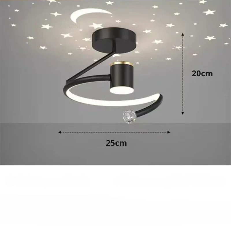 Okrągła lampa sufitowa LED z funkcją ściemniania - Imitująca rozgwieżdżone niebo, do sypialni i pokoi dziecięcych