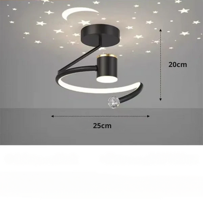 Okrągła lampa sufitowa LED z funkcją ściemniania - Imitująca rozgwieżdżone niebo, do sypialni i pokoi dziecięcych