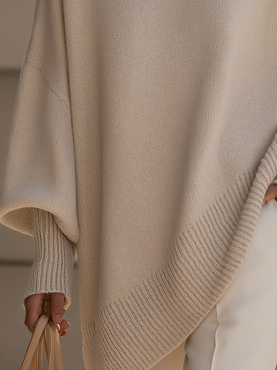 Oversize'owy sweter damski z okrągłym dekoltem - elegancki i wygodny