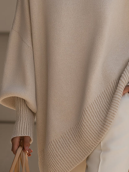 Oversize'owy sweter damski z okrągłym dekoltem - elegancki i wygodny