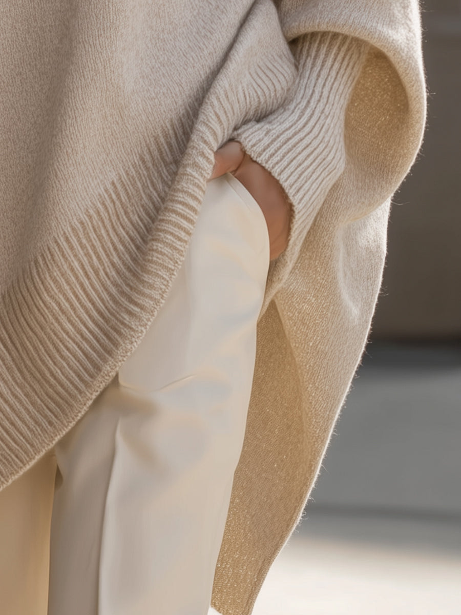Oversize'owy sweter damski z okrągłym dekoltem - elegancki i wygodny