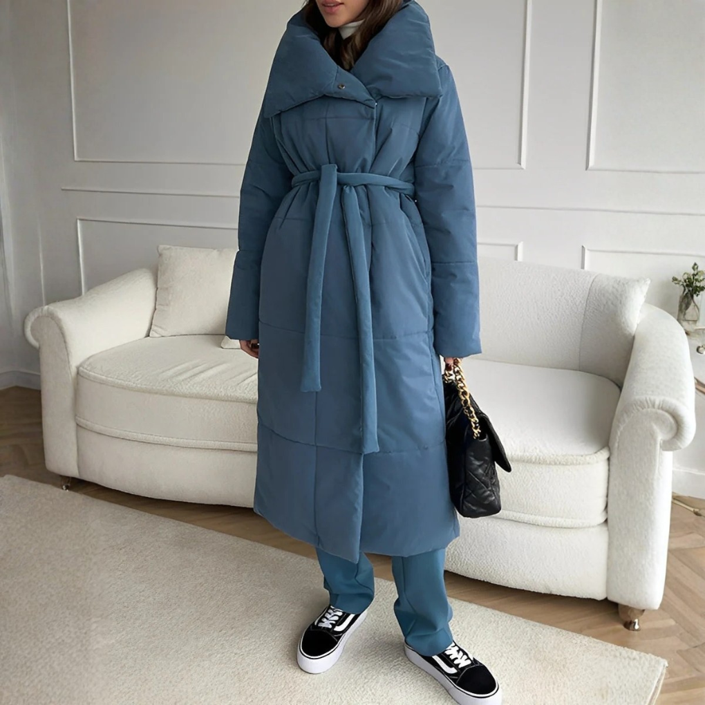 Pikowany płaszcz zimowy damski oversize