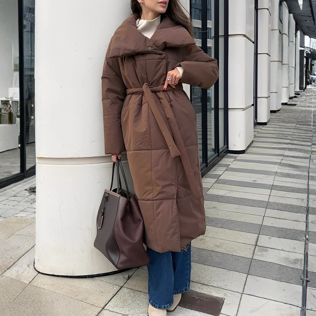 Pikowany płaszcz zimowy damski oversize