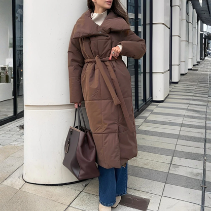 Pikowany płaszcz zimowy damski oversize