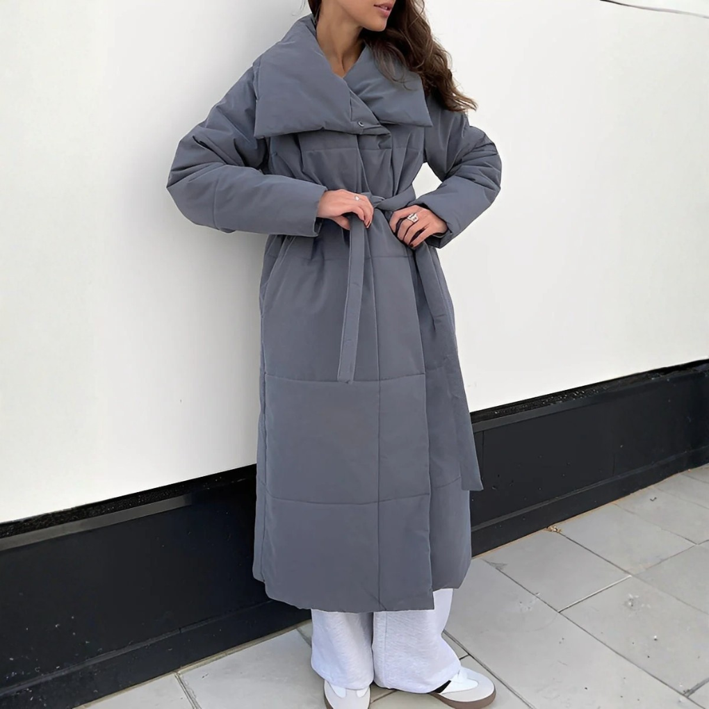 Pikowany płaszcz zimowy damski oversize