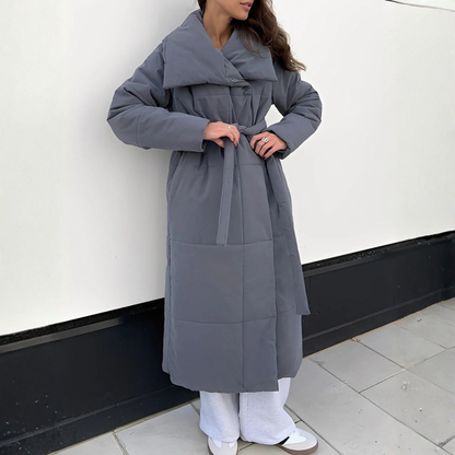 Pikowany płaszcz zimowy damski oversize
