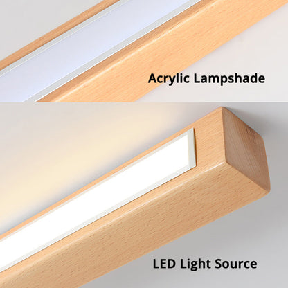 Ozdobna smukła drewniana lampa sufitowa LED z 3 trybami kolorów