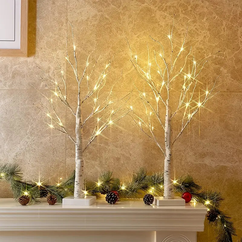 Ozdobne kształcie brzozy lampki LED – Zestaw 2 sztuk