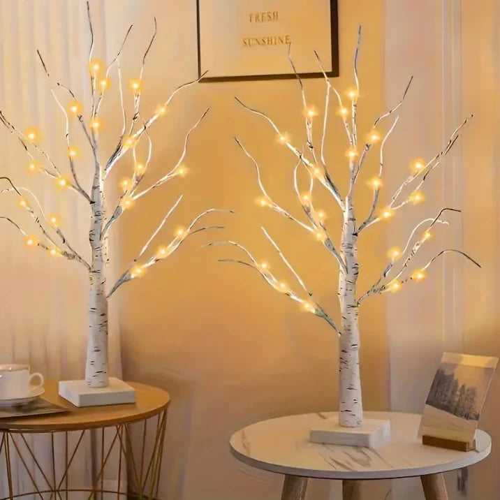 Ozdobne kształcie brzozy lampki LED – Zestaw 2 sztuk